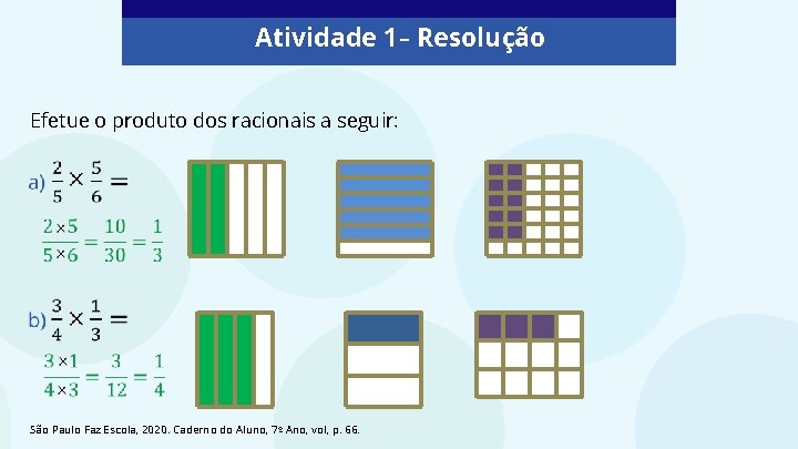 Atividade 1 – Resolução Efetue o produto dos racionais a seguir: São Paulo Faz