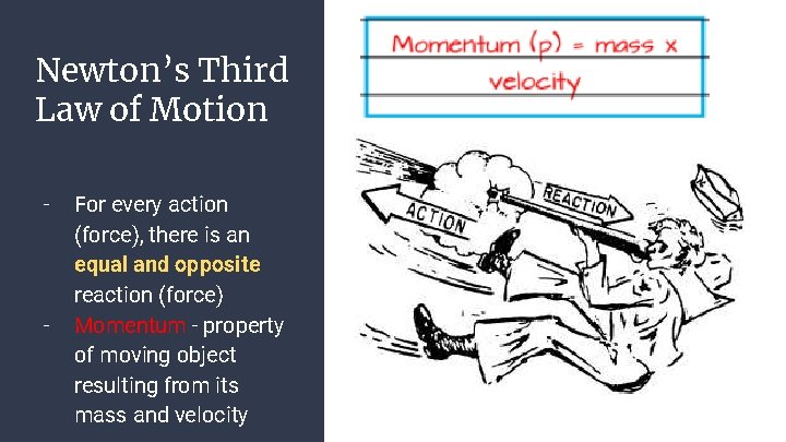 Newton’s Third Law of Motion - - For every action (force), there is an