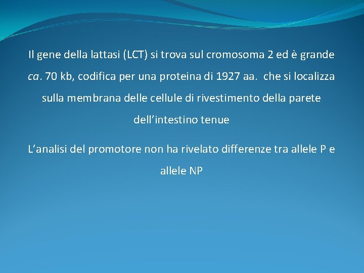 Il gene della lattasi (LCT) si trova sul cromosoma 2 ed è grande ca. Il gene della lattasi (LCT) si trova sul cromosoma 2 ed è grande ca.