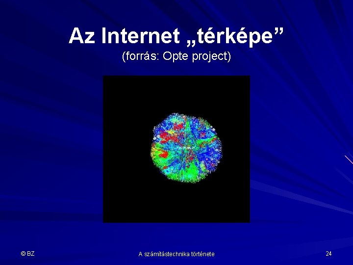 Az Internet „térképe” (forrás: Opte project) © BZ A számítástechnika története 24 