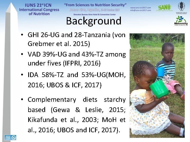 Background • GHI 26 -UG and 28 -Tanzania (von Grebmer et al. 2015) •