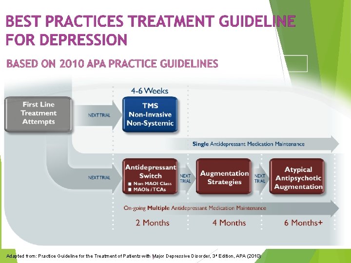 Adapted from: Practice Guideline for the Treatment of Patients with 5 Major Depressive Disorder,