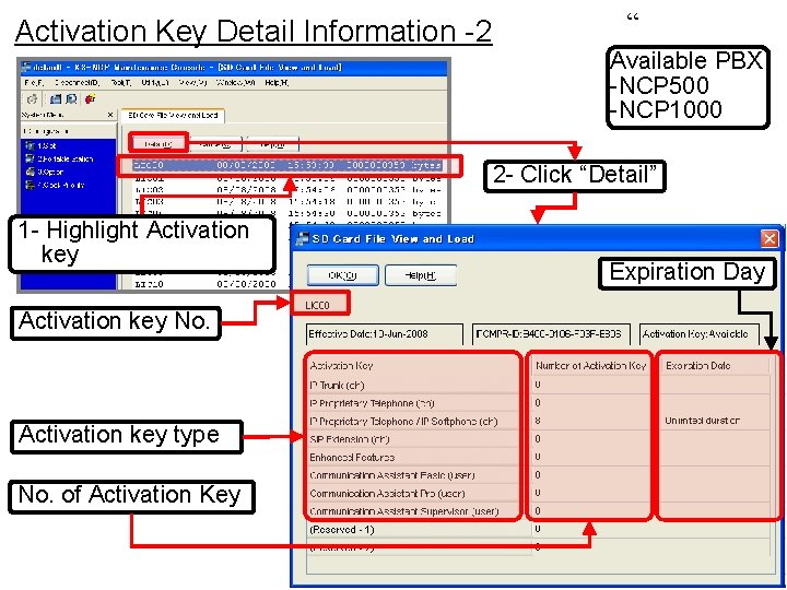 Activation Key Detail Information -2 “ Available PBX -NCP 500 -NCP 1000 2 - Activation Key Detail Information -2 “ Available PBX -NCP 500 -NCP 1000 2 -
