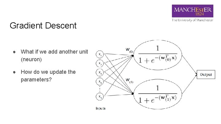 Gradient Descent ● What if we add another unit (neuron) ● How do we