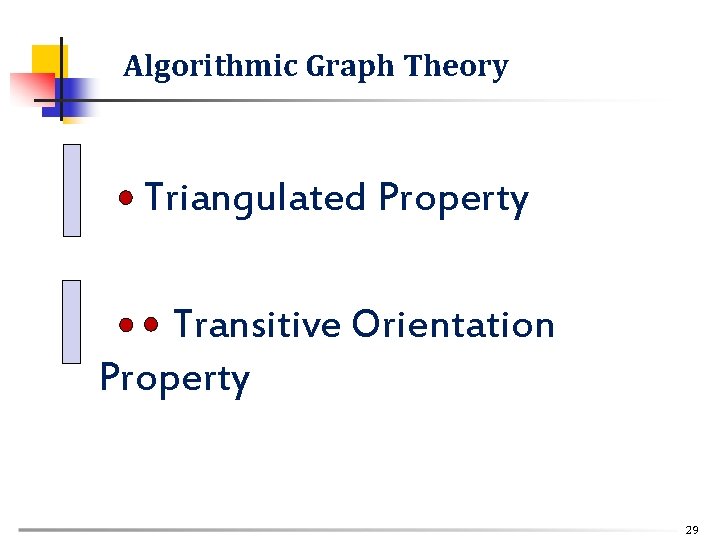 Algorithmic Graph Theory Triangulated Property Transitive Orientation Property 29 