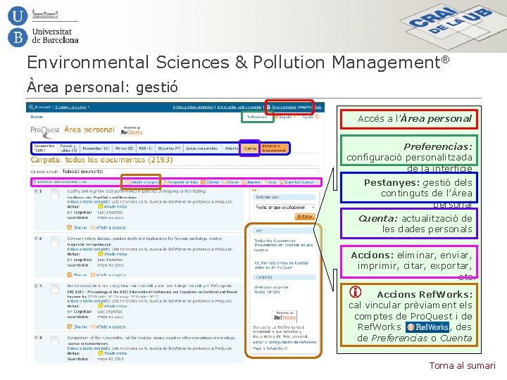 Environmental Sciences & Pollution Management® Àrea personal: gestió Accés a l’Àrea personal Preferencias: configuració