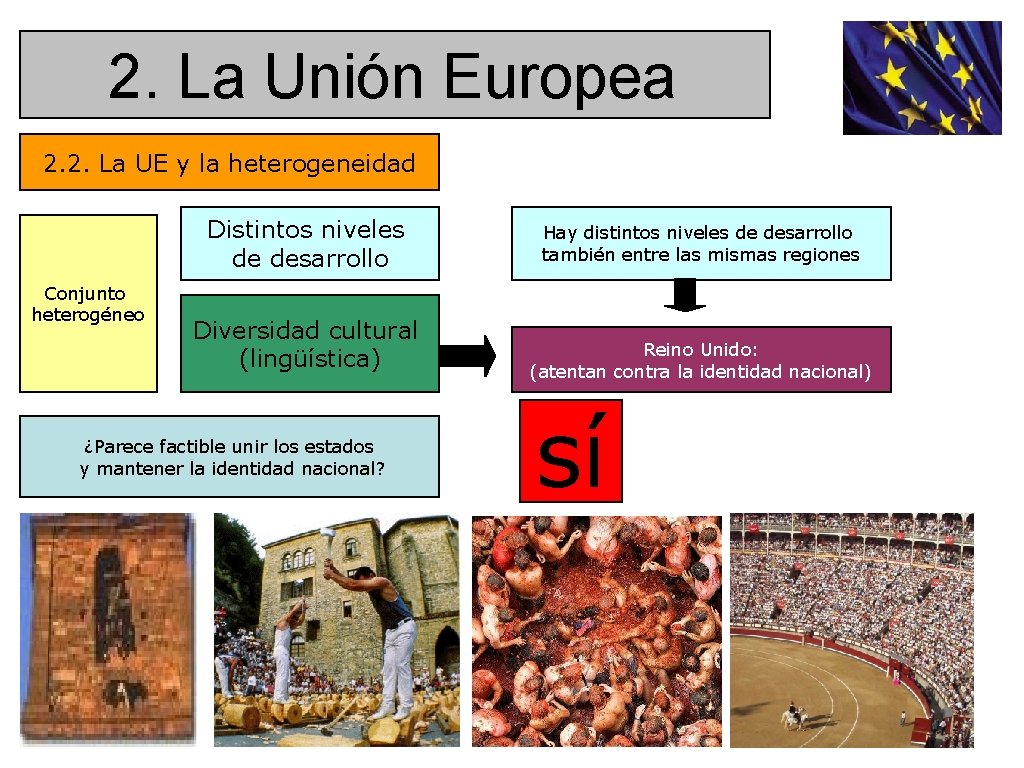 2. La Unión Europea 2. 2. La UE y la heterogeneidad Conjunto heterogéneo Distintos 2. La Unión Europea 2. 2. La UE y la heterogeneidad Conjunto heterogéneo Distintos