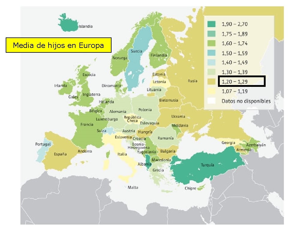Media de hijos en Europa Media de hijos en Europa