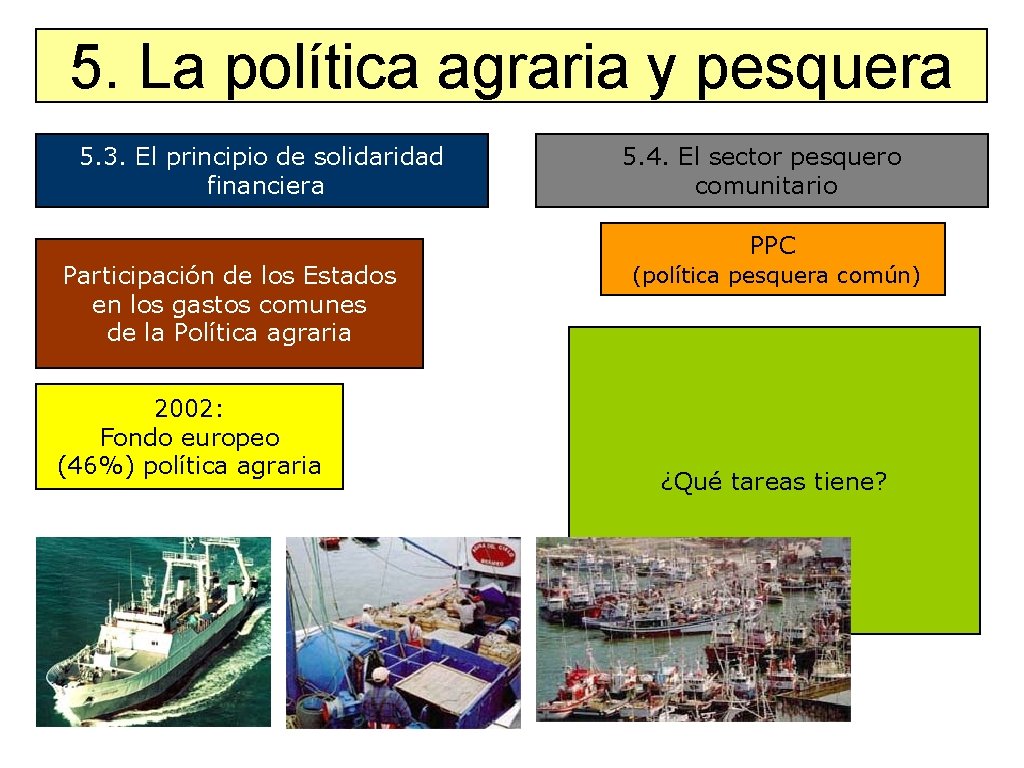 5. La política agraria y pesquera 5. 3. El principio de solidaridad financiera 5. 5. La política agraria y pesquera 5. 3. El principio de solidaridad financiera 5.