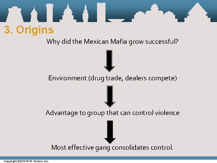 3. Origins Why did the Mexican Mafia grow successful? Environment (drug trade, dealers compete)