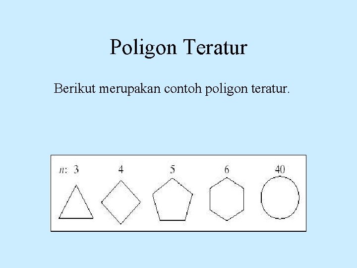 Poligon Teratur Berikut merupakan contoh poligon teratur. 