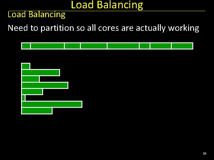 Load Balancing Need to partition so all cores are actually working 34 