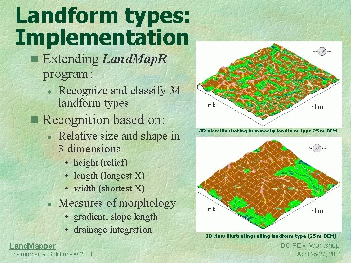 Landform types: Implementation n Extending Land. Map. R program: l Recognize and classify 34