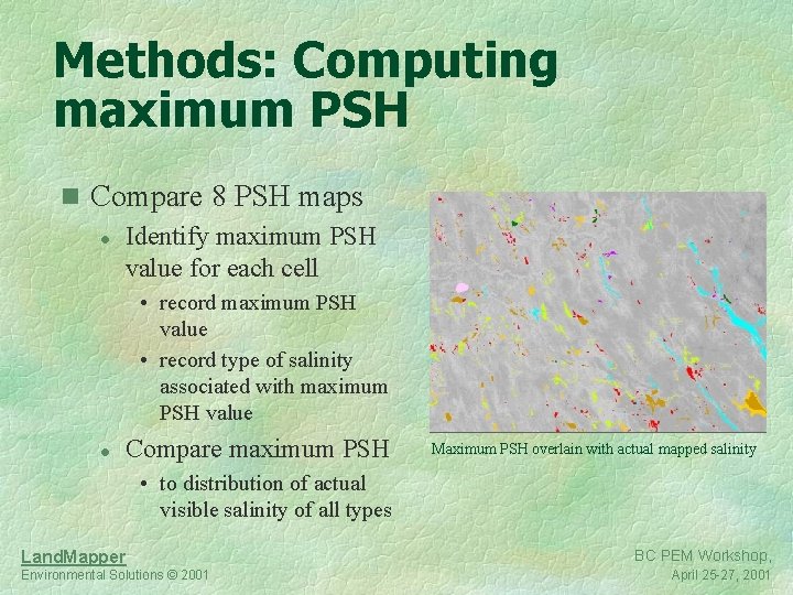 Methods: Computing maximum PSH n Compare 8 PSH maps l Identify maximum PSH value