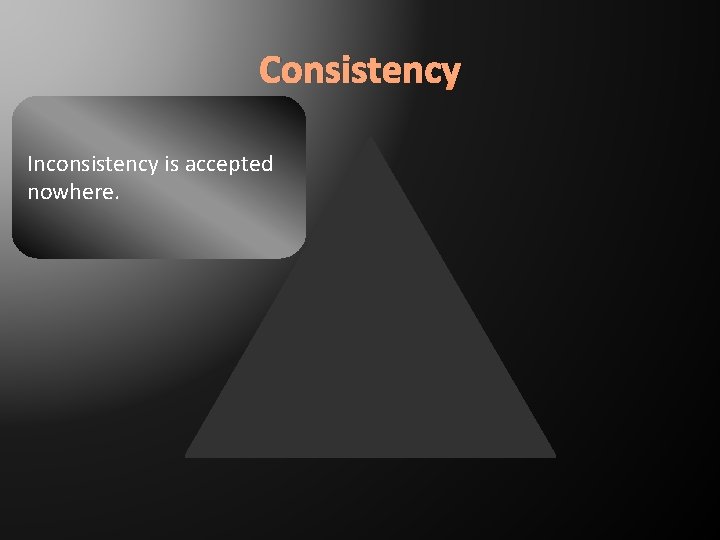 Consistency Inconsistency is accepted nowhere. 