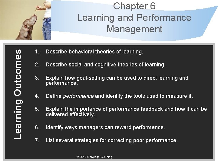 Learning Outcomes Chapter 6 Learning and Performance Management 1. Describe behavioral theories of learning.