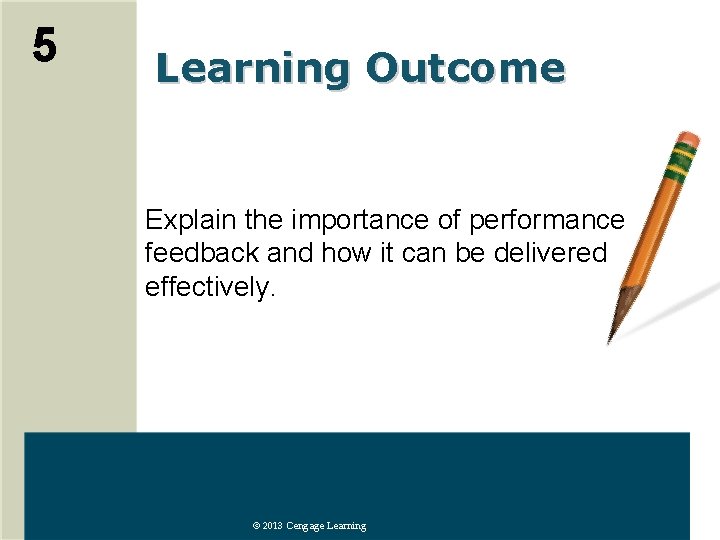 5 Learning Outcome Explain the importance of performance feedback and how it can be