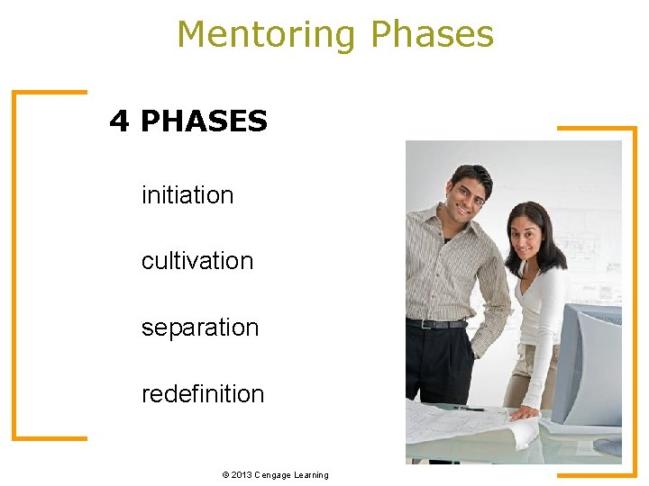 Mentoring Phases 4 PHASES initiation cultivation separation redefinition © 2013 Cengage Learning 