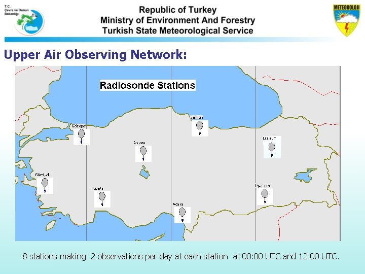 Upper Air Observing Network: 8 stations making 2 observations per day at each station Upper Air Observing Network: 8 stations making 2 observations per day at each station