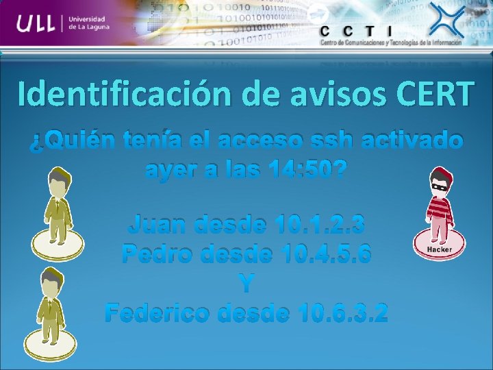Identificación de avisos CERT ¿Quién tenía el acceso ssh activado ayer a las 14: