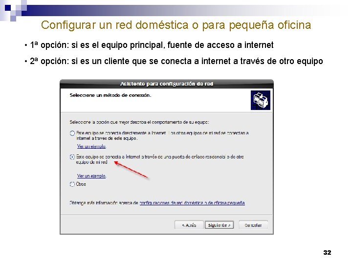 Configurar un red doméstica o para pequeña oficina • 1ª opción: si es el