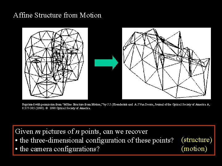 Affine Structure from Motion Reprinted with permission from “Affine Structure from Motion, ” by