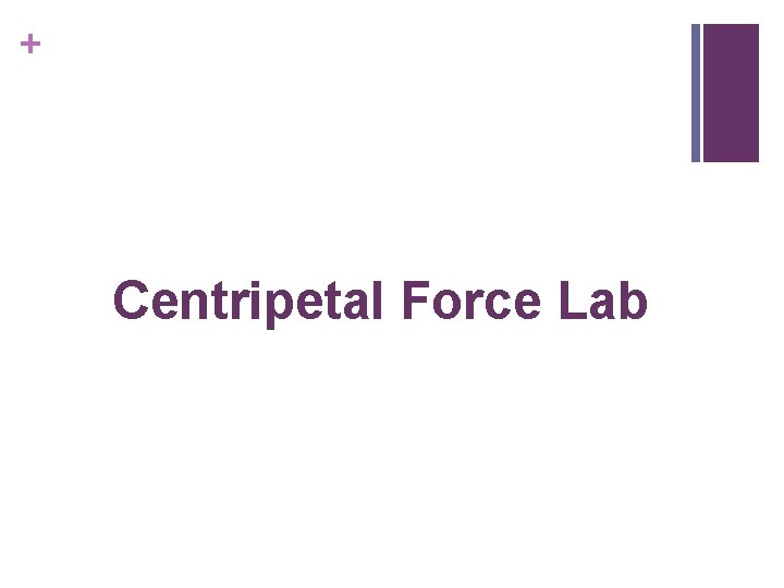 + Centripetal Force Lab 