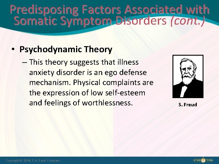 Predisposing Factors Associated with Somatic Symptom Disorders (cont. ) • Psychodynamic Theory – This