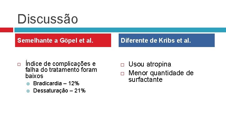 Discussão Semelhante a Göpel et al. Índice de complicações e falha do tratamento foram