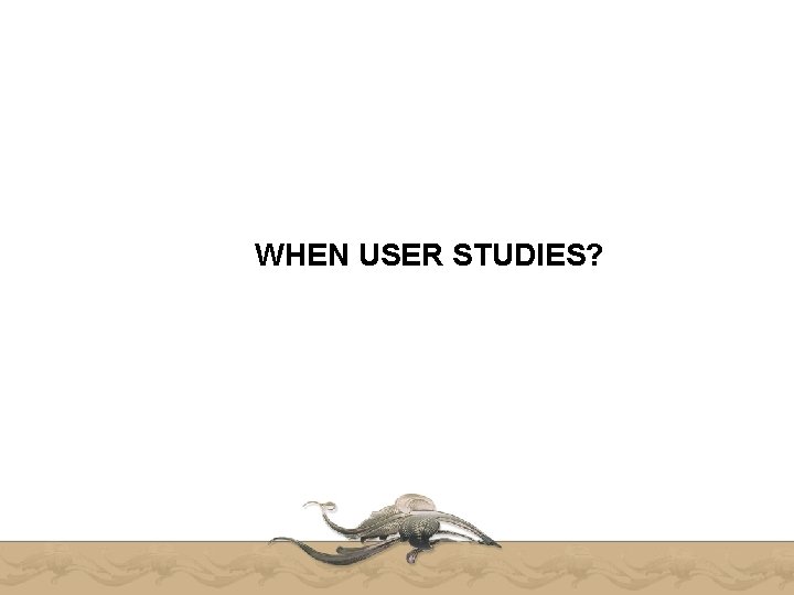 WHEN USER STUDIES? 