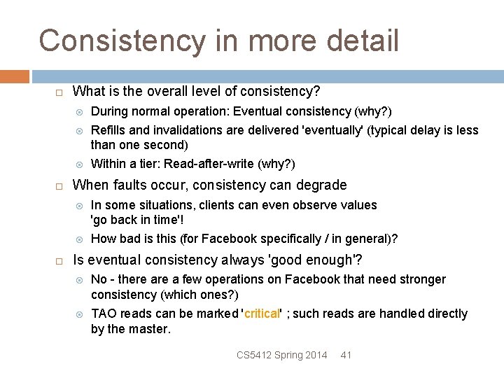 Consistency in more detail What is the overall level of consistency? During normal operation: