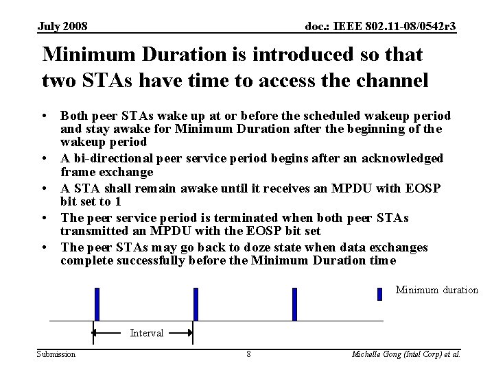 July 2008 doc. : IEEE 802. 11 -08/0542 r 3 Minimum Duration is introduced