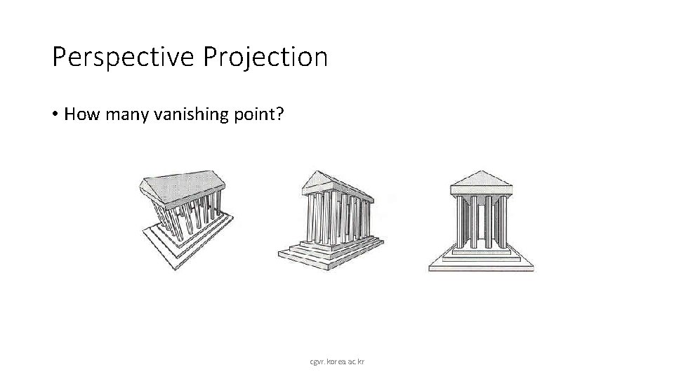 Perspective Projection • How many vanishing point? cgvr. korea. ac. kr 