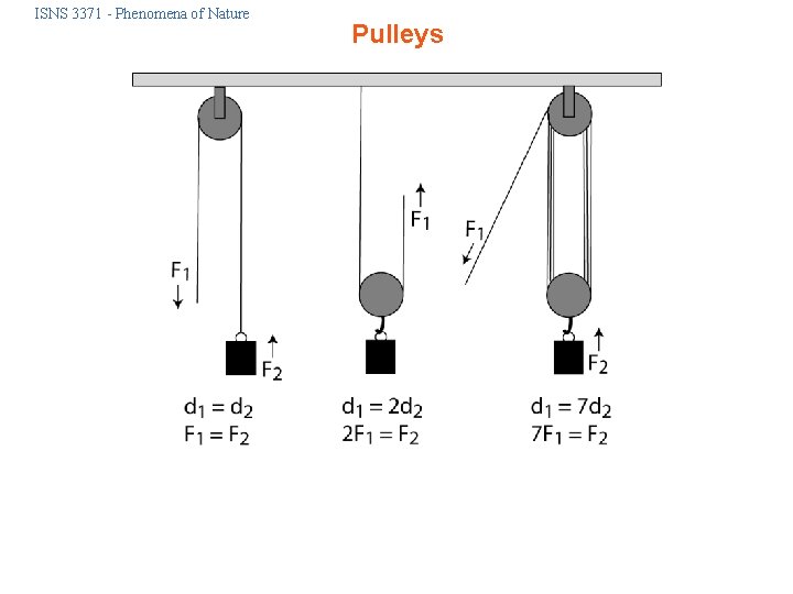 ISNS 3371 - Phenomena of Nature Pulleys 