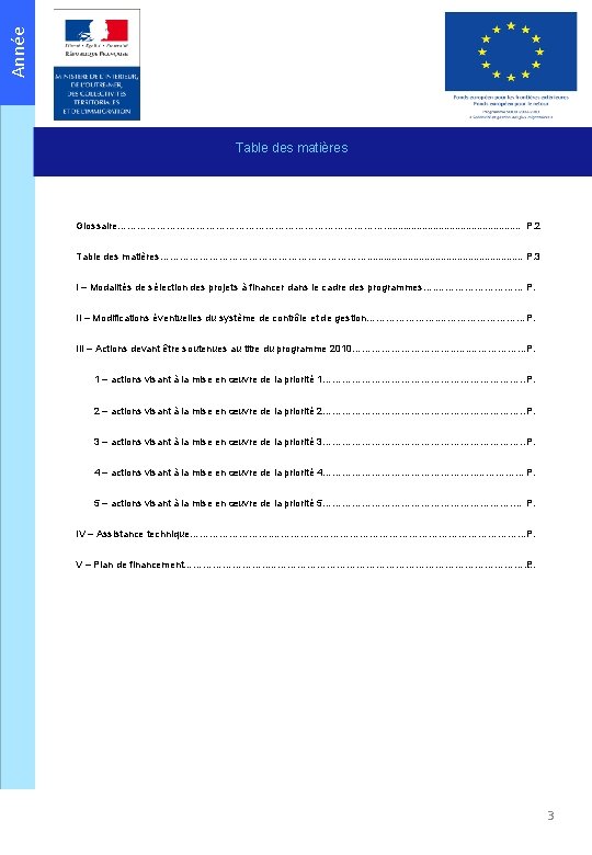 Année Table des matières Glossaire……………………………………. . . P. 2 Table des matières……………………………. . . Année Table des matières Glossaire……………………………………. . . P. 2 Table des matières……………………………. . .
