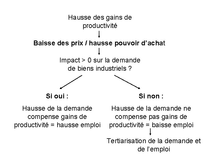 Hausse des gains de productivité Baisse des prix / hausse pouvoir d’achat Impact >