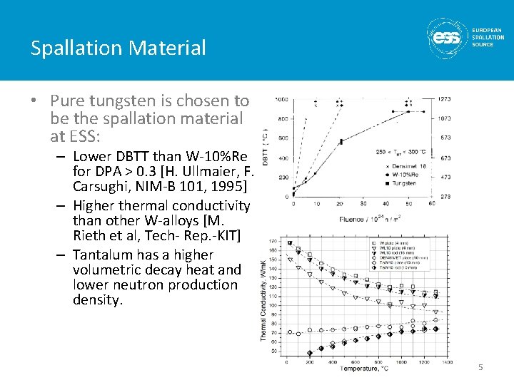 Spallation Material • Pure tungsten is chosen to be the spallation material at ESS:
