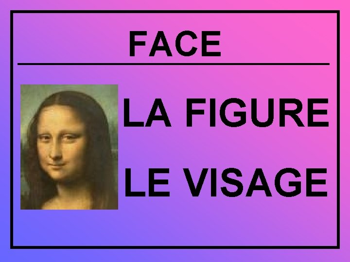 FACE LA FIGURE LE VISAGE 