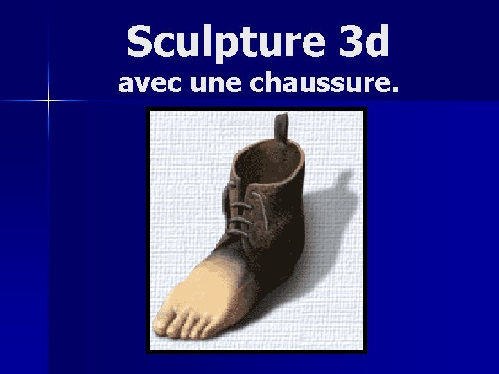 Sculpture 3 d avec une chaussure. 