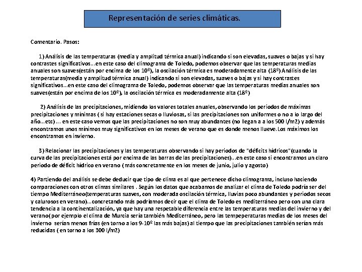 Representación de series climáticas. Comentario. Pasos: 1) Análisis de las temperaturas (media y amplitud