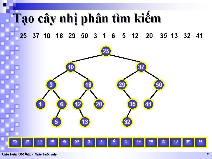 Tạo cây nhị phân tìm kiếm 25 37 10 18 29 50 3 1