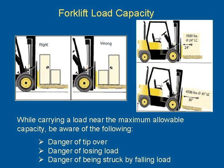 Forklift Load Capacity Right Wrong While carrying a load near the maximum allowable capacity,