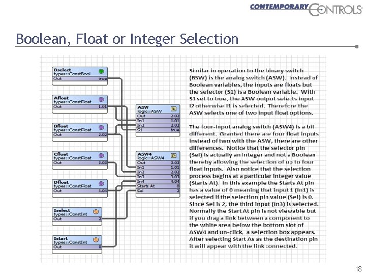 Boolean, Float or Integer Selection 18 