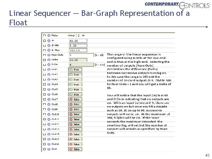 Linear Sequencer — Bar-Graph Representation of a Float 45 