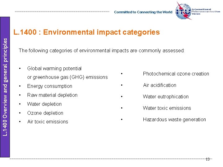 Committed to Connecting the World L. 1400 Overview and general principles L. 1400 :