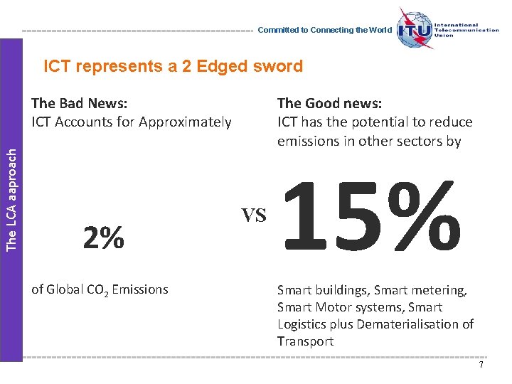 Committed to Connecting the World ICT represents a 2 Edged sword The LCA aaproach