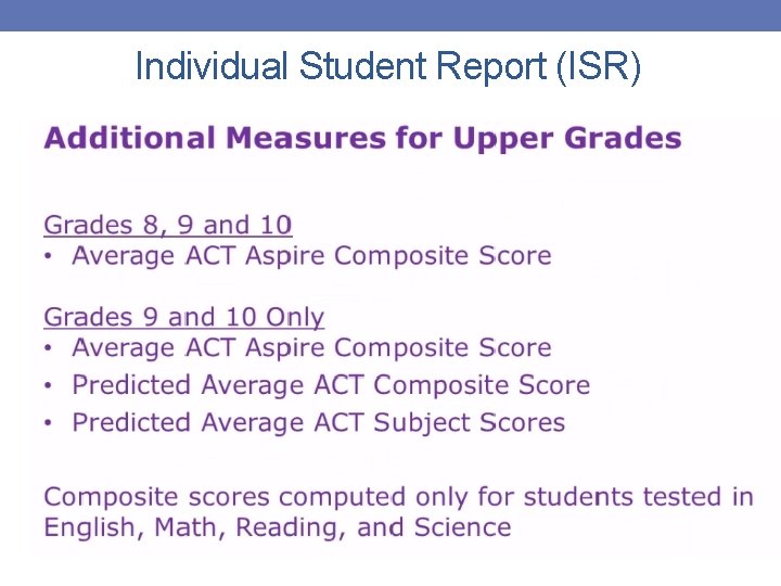 Individual Student Report (ISR) 