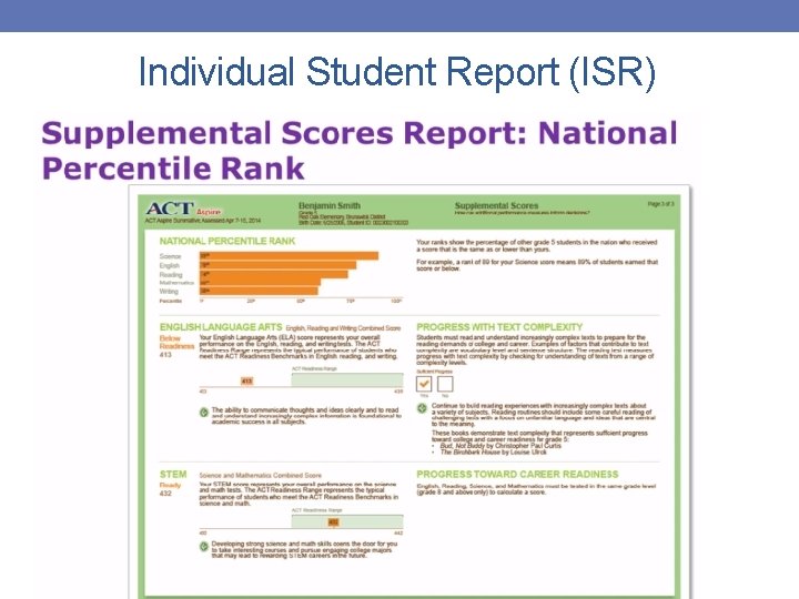 Individual Student Report (ISR) 