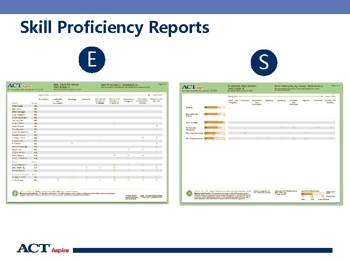Skill Proficiency Reports E S 65 