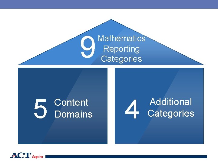 9 Mathematics Reporting Categories 5 Content Domains 4 Additional Categories 69 